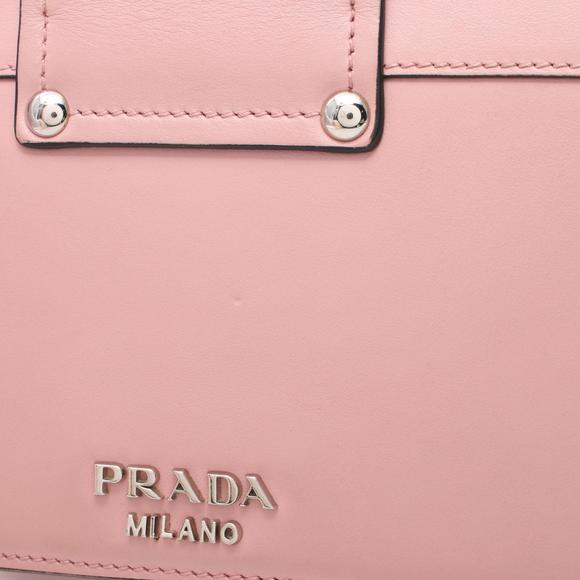 Prada City Calf Shoulder Bag Leather Pink Black - Picture 9 of 10